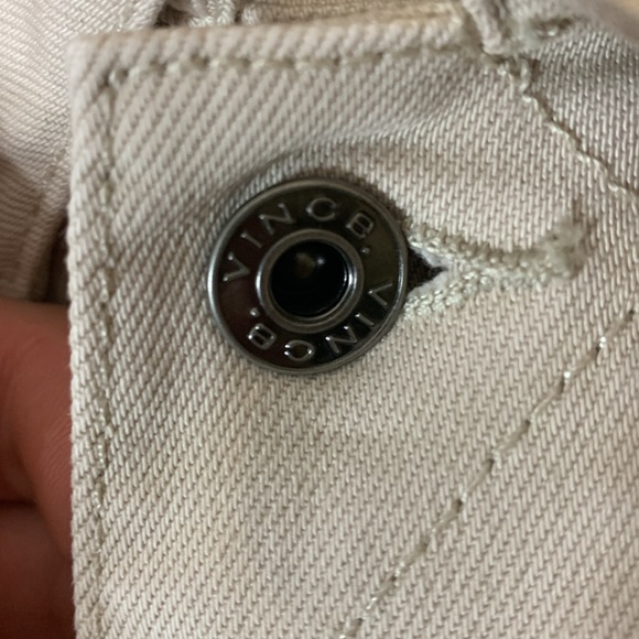 Vince Beige Trucker Denim Jacket Size M/L - Picture 9 of 13